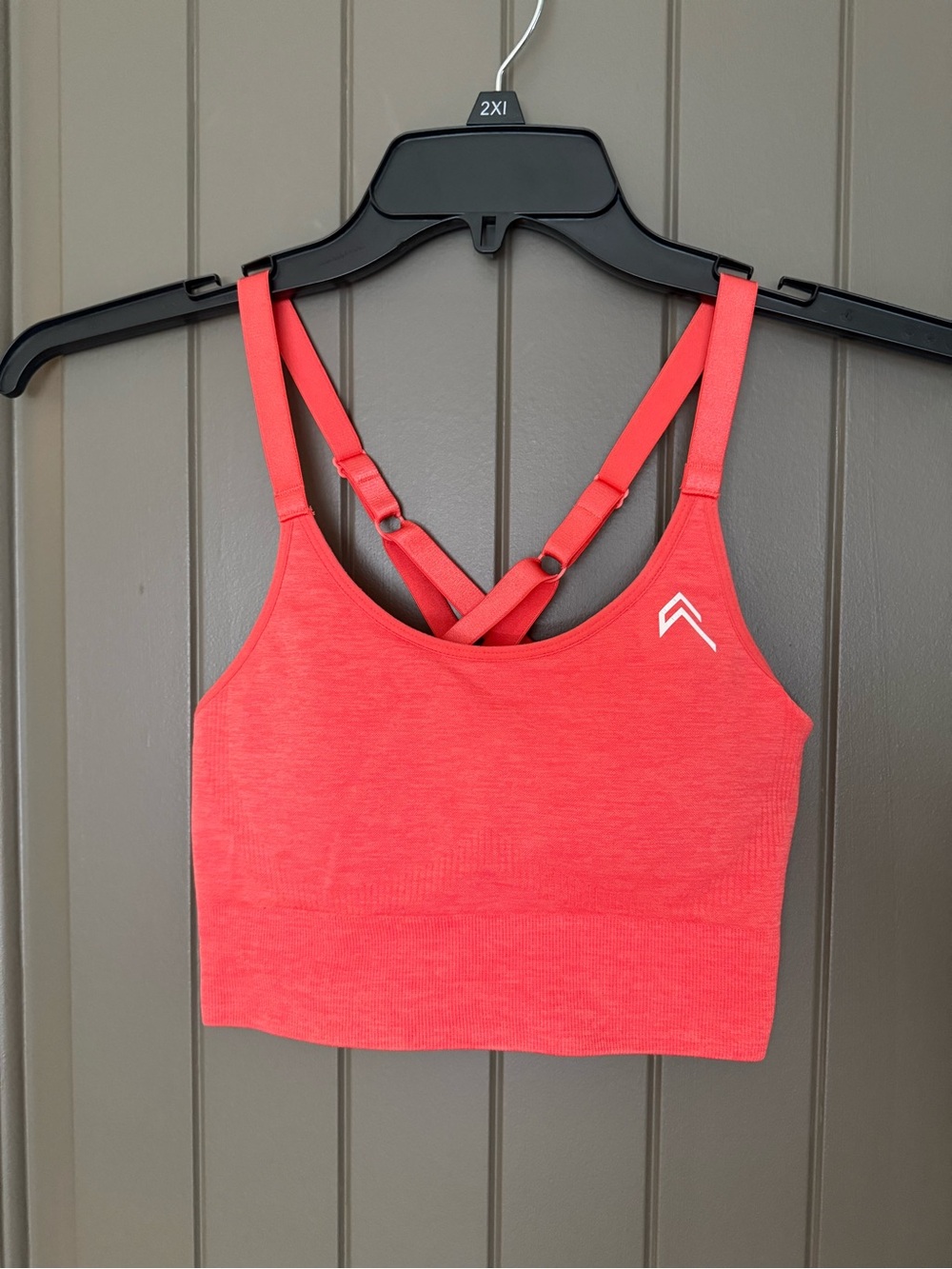 Oner Active Coral Red Strappy Seamless Sports Bralette